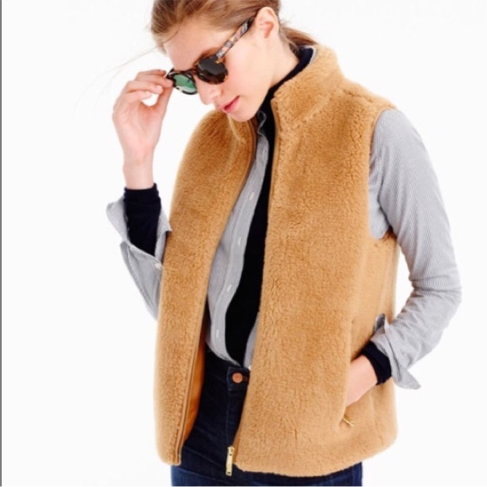 J.Crew Faux Fur Zip Vest - Large